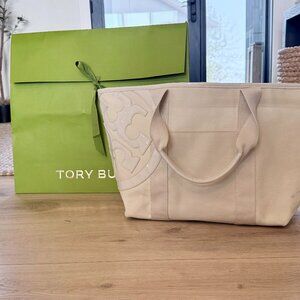 Tory Burch Coated Off-White Canvas Tote